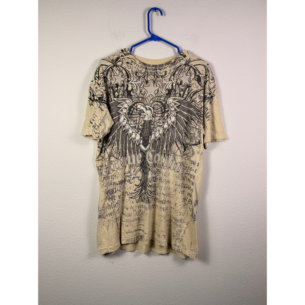 Xtreme Couture Tan Y2K Fashion Affliction Style Graphic Double Side Shirt XLarge